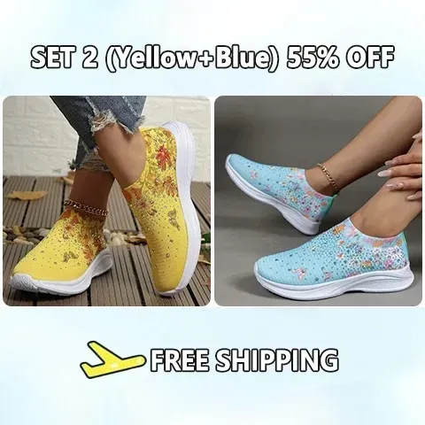 Flower Rhinestone Slip-on Sport Sneakers