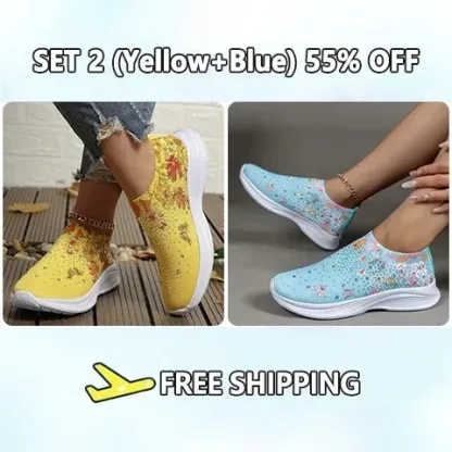 Flower Rhinestone Slip-on Sport Sneakers