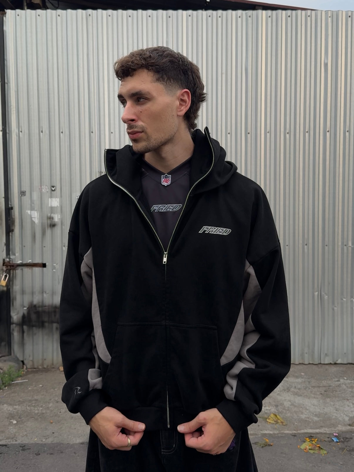 BLACK/GREY - BAthtLACLAVA ZIP HOODIE -