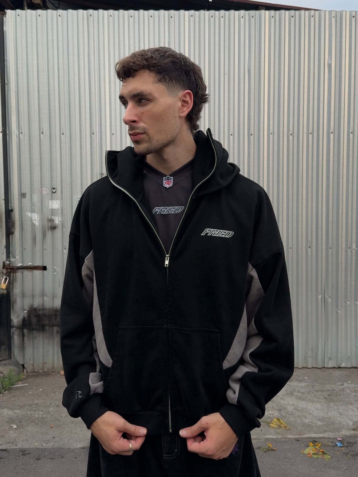 BLACK/GREY - BAthtLACLAVA ZIP HOODIE -