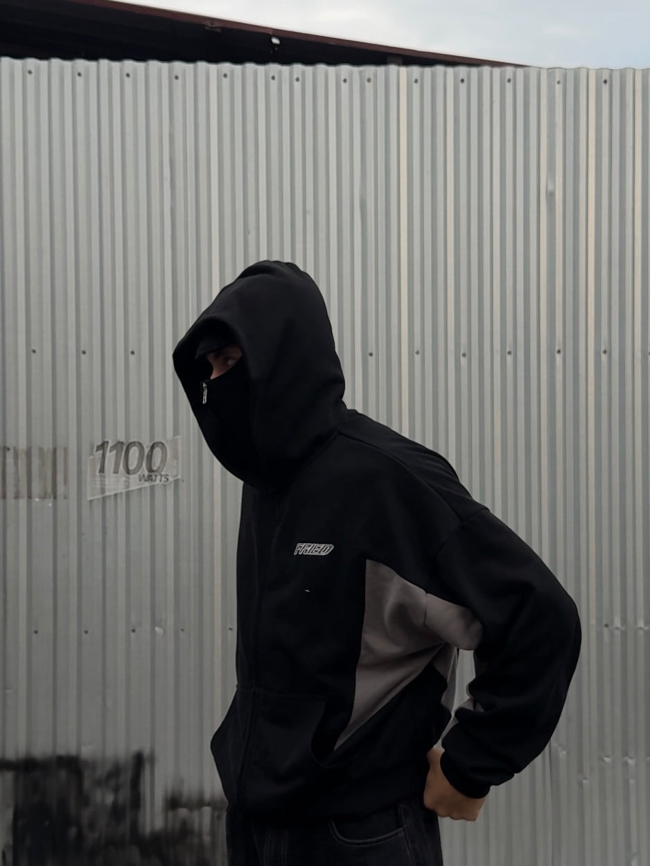 BLACK/GREY - BAthtLACLAVA ZIP HOODIE -