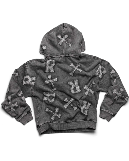 Washed Black Patch Hoodie