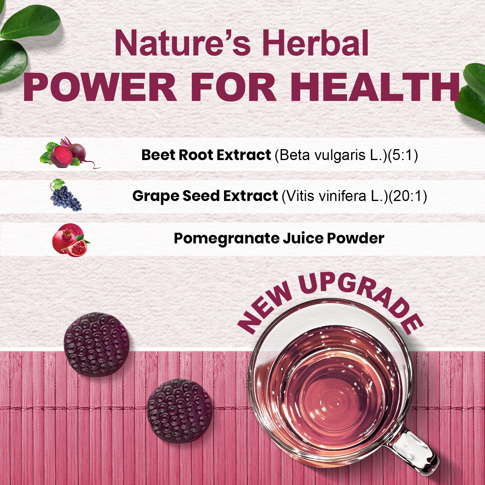 SupaLab Beet Root Gummies – Nitric Oxide Complex with Grape Seed & Pomegranate – Supports Blood Circulation & Antioxidant Defense – Grape Flavor – 60 Gummies