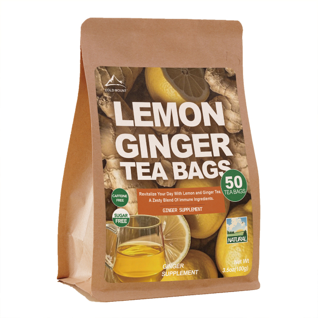 Lemon Ginger Herbal Tea | Caffeine-Free & Natural | 50 Packs