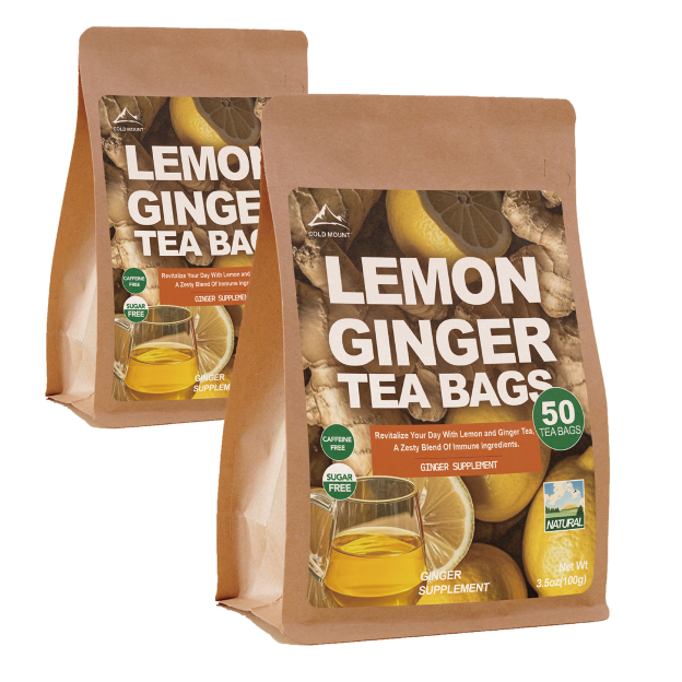 Lemon Ginger Herbal Tea | Caffeine-Free & Natural | 50 Packs