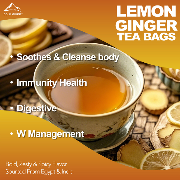 Lemon Ginger Herbal Tea | Caffeine-Free & Natural | 50 Packs