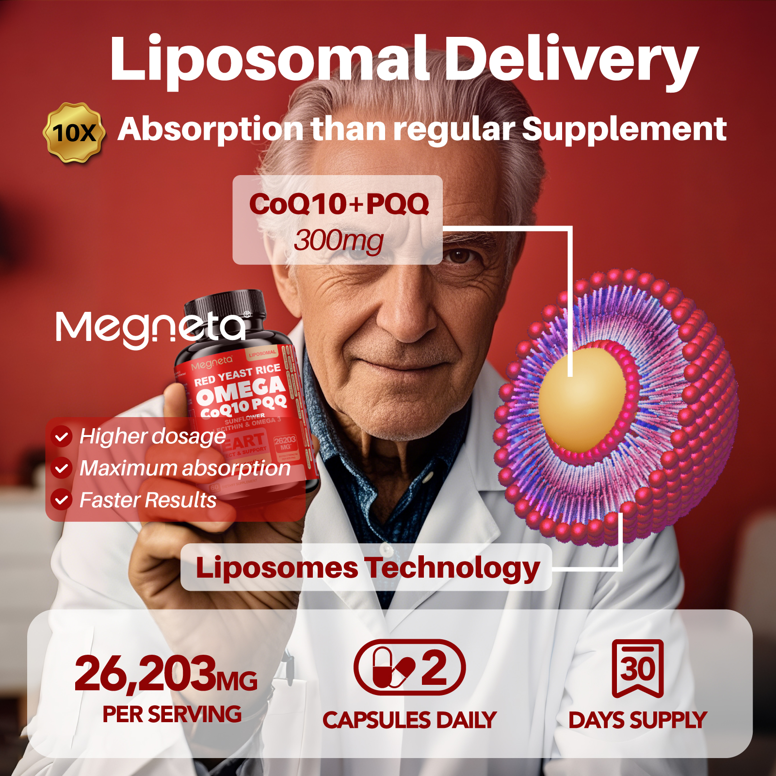 CoQ10 Supplement with Sunflower Lecithin & Omega-3 – Supports Energy, Cellular Health & Antioxidant Defense – 60 Capsules