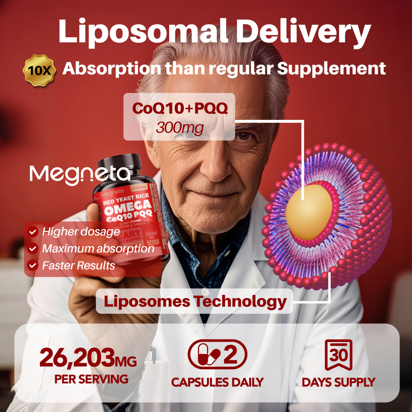 CoQ10 Supplement with Sunflower Lecithin & Omega-3 – Supports Energy, Cellular Health & Antioxidant Defense – 60 Capsules