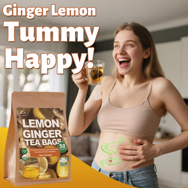 Lemon Ginger Herbal Tea | Caffeine-Free & Natural | 50 Packs