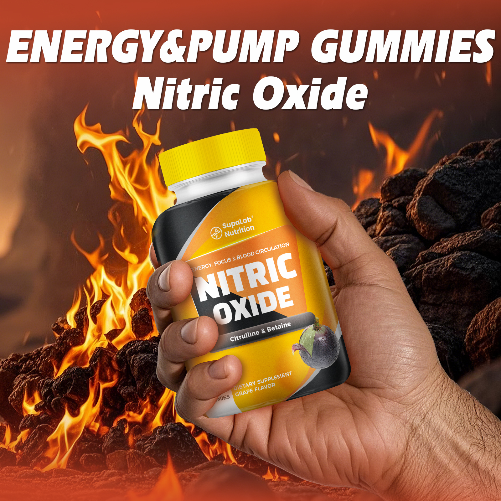 Nitric Oxide Supplements for Men-Citrulline Malate, Mg Beta Alanine, Betaine - 60 Capsules