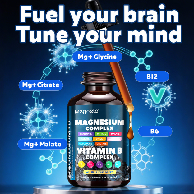 Magnesium Complex + B Complex – Glycinate, Citrate, Malate, B1 B2 B6 B12 & Vitamin C – Nerve & Muscle Support