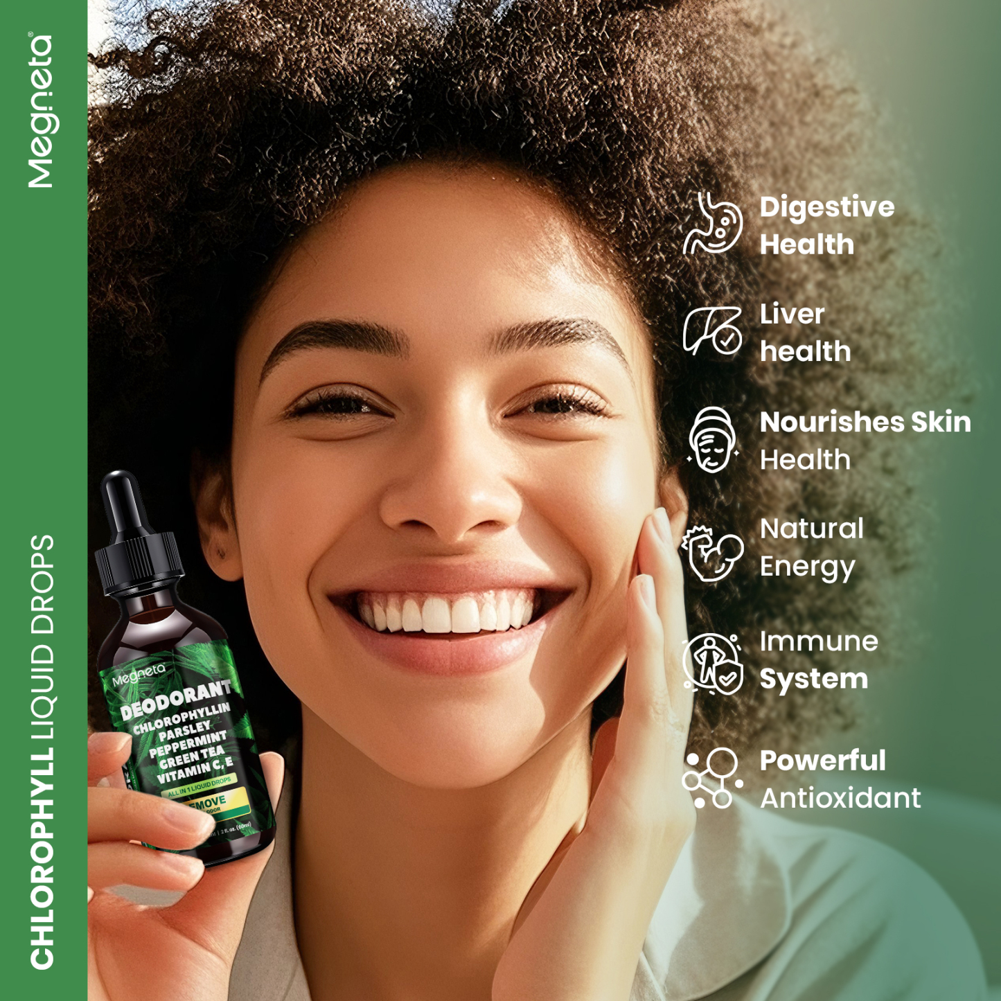 Liquid Chlorophyll Drops with Parsley, Peppermint & Green Tea – Natural Body Freshness & Inner Cleanse Support