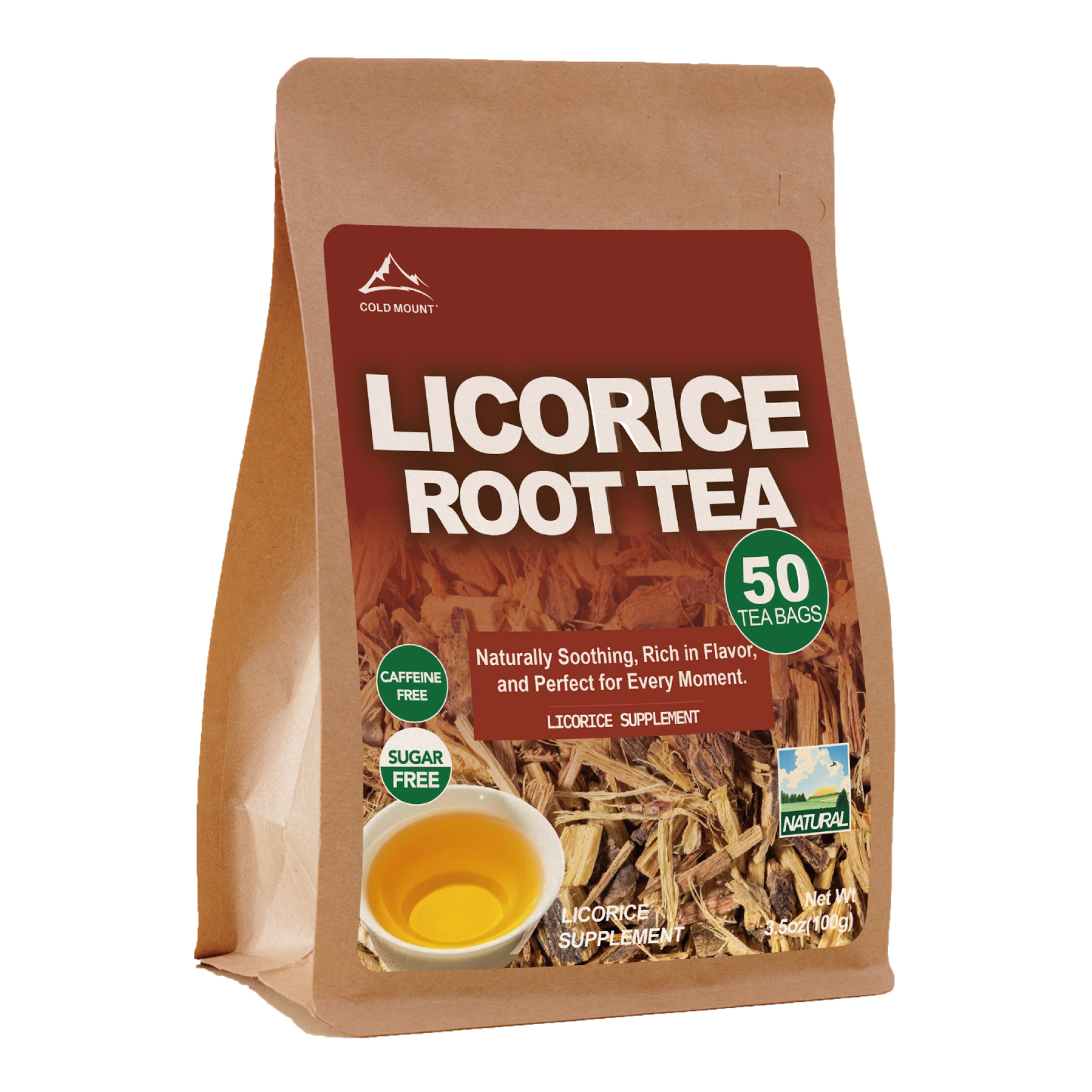 Licorice Root Herbal Tea | Caffeine-Free Tea Bags | 50 Packs