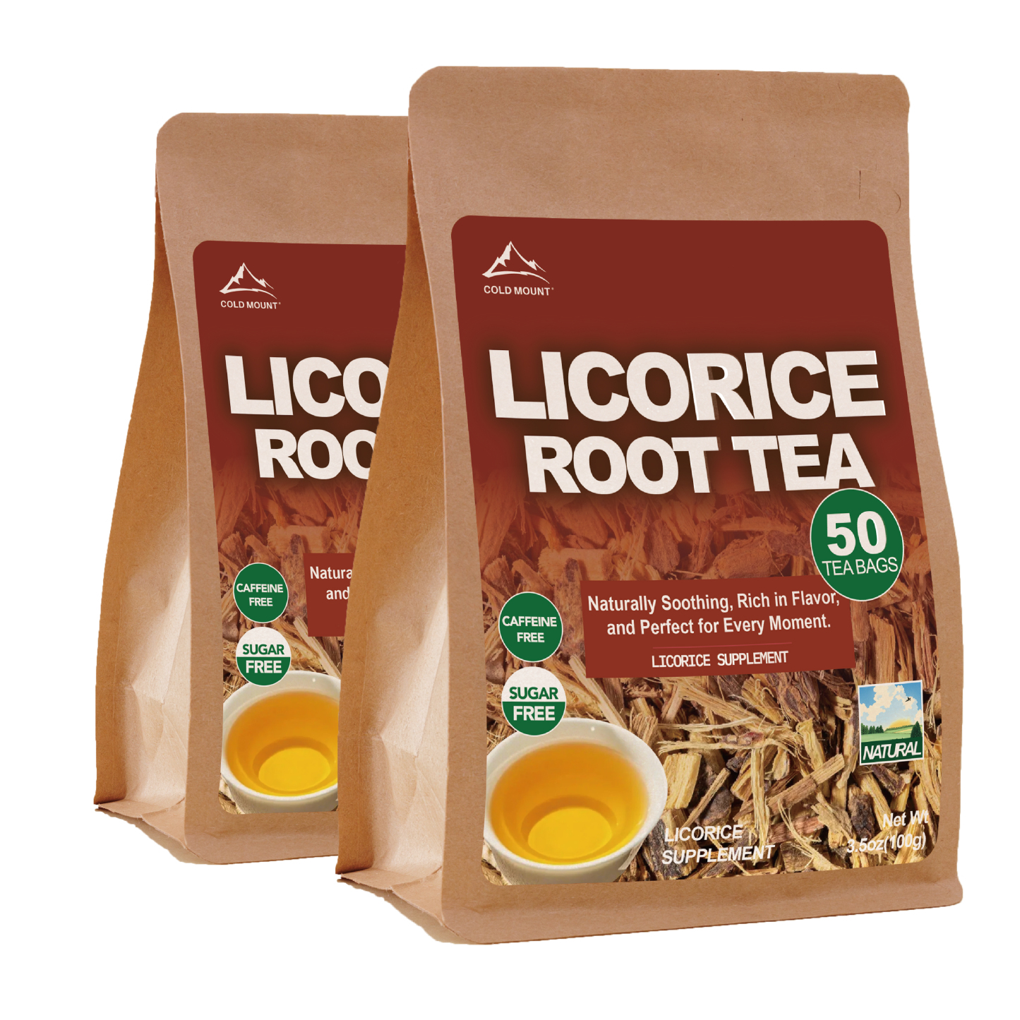 Licorice Root Herbal Tea | Caffeine-Free Tea Bags | 50 Packs