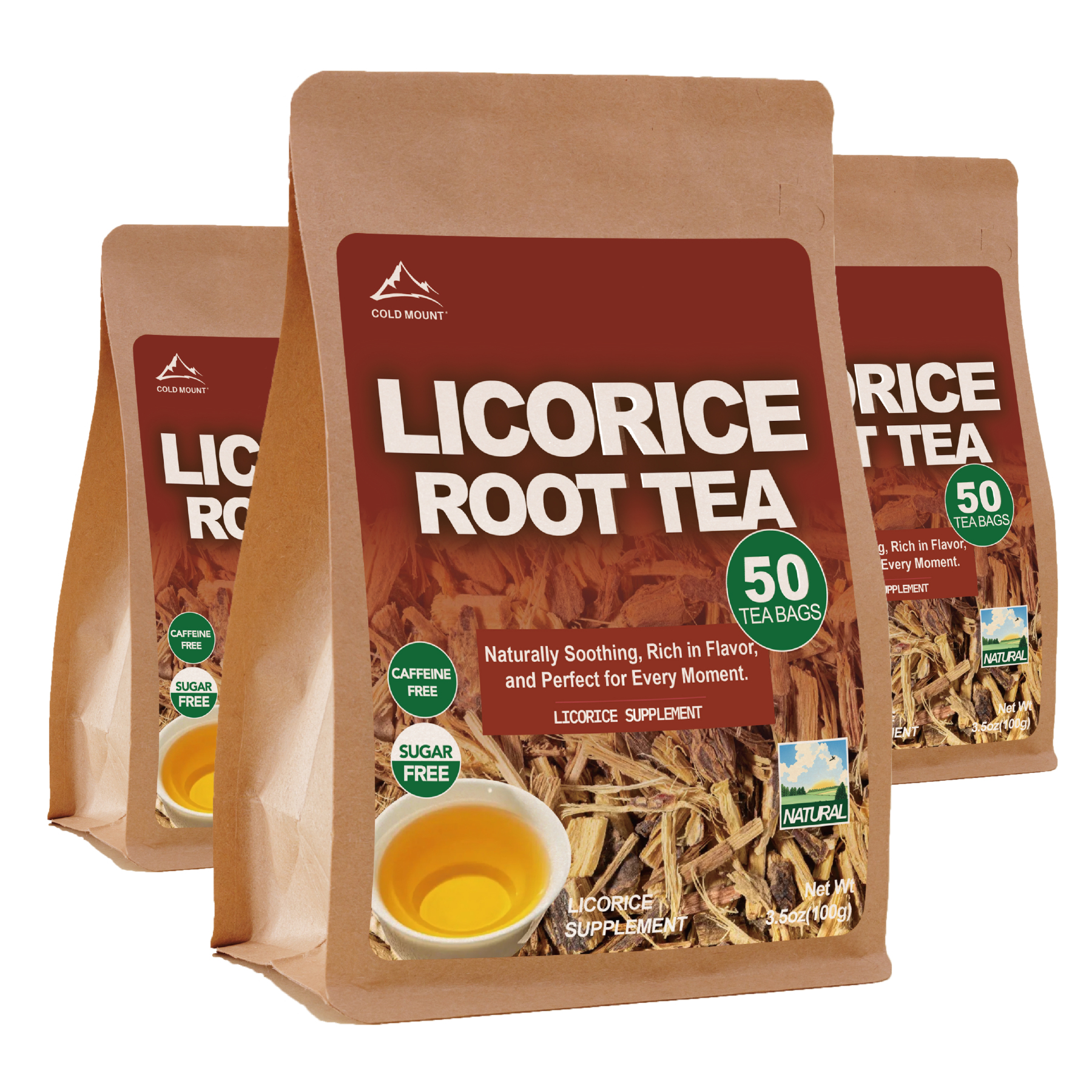 Licorice Root Herbal Tea | Caffeine-Free Tea Bags | 50 Packs
