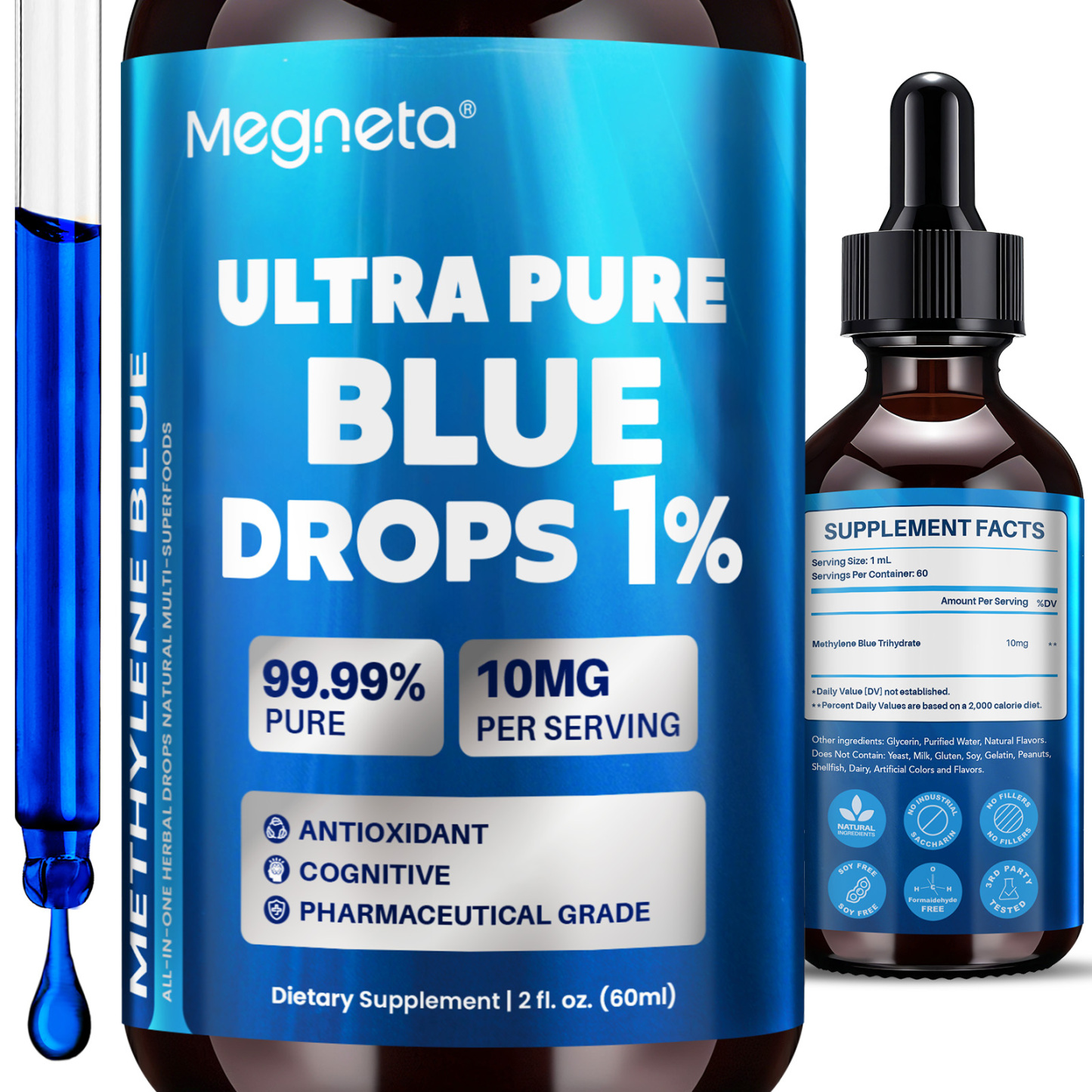 Drops – 99.99% Ultra Pure Pharmaceutical Grade | Antioxidant & Cognitive Support Supplement  | Vegan, Non-GMO, No Gluten or Dairy