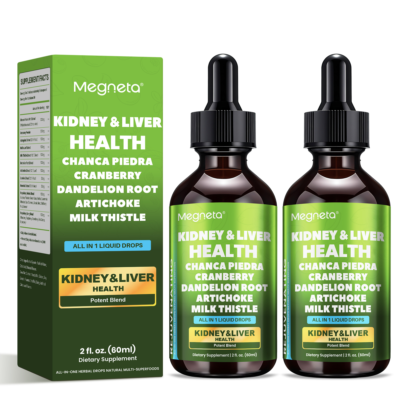 Herbal Kidney & Liver Support Drops – Milk Thistle, Cranberry, Dandelion & Artichoke – Liquid Detox Supplement