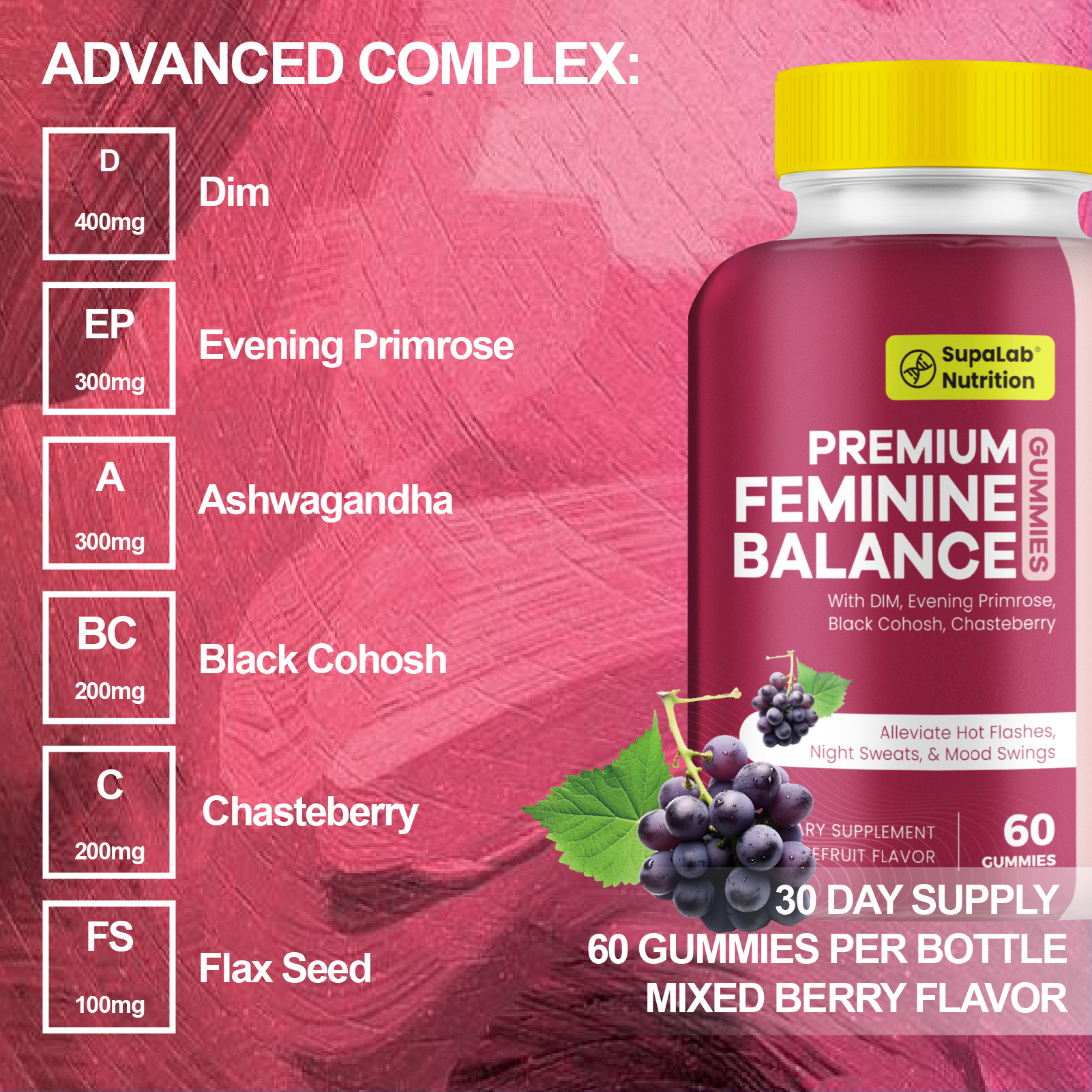 Female Balance Gummies, Menopause Health Support, 60 Gummies