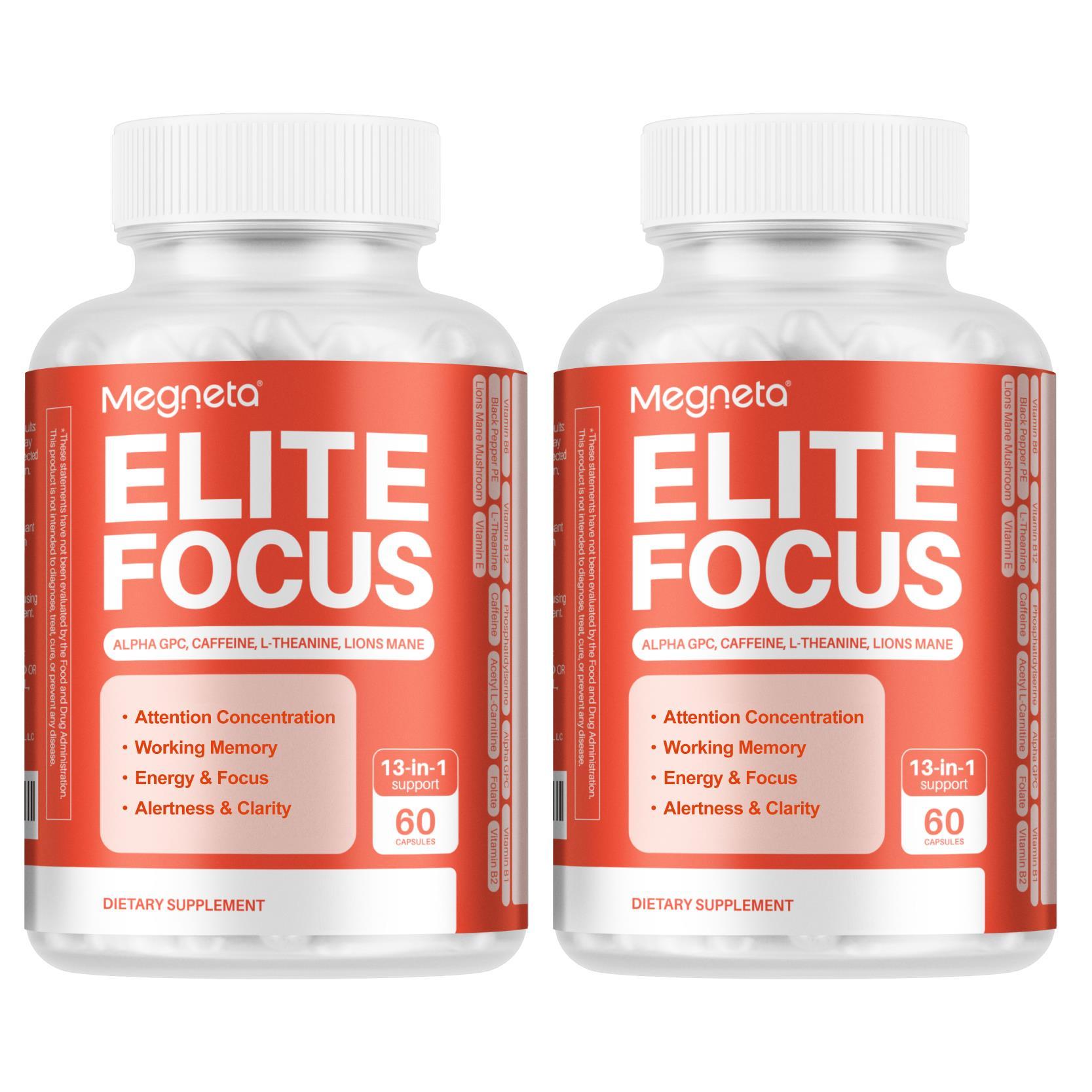 Elite Focus – Premium Nootropic Supplement with Multi-Vitamin & L-Theanine for Cognitive Support, 60 Capsules