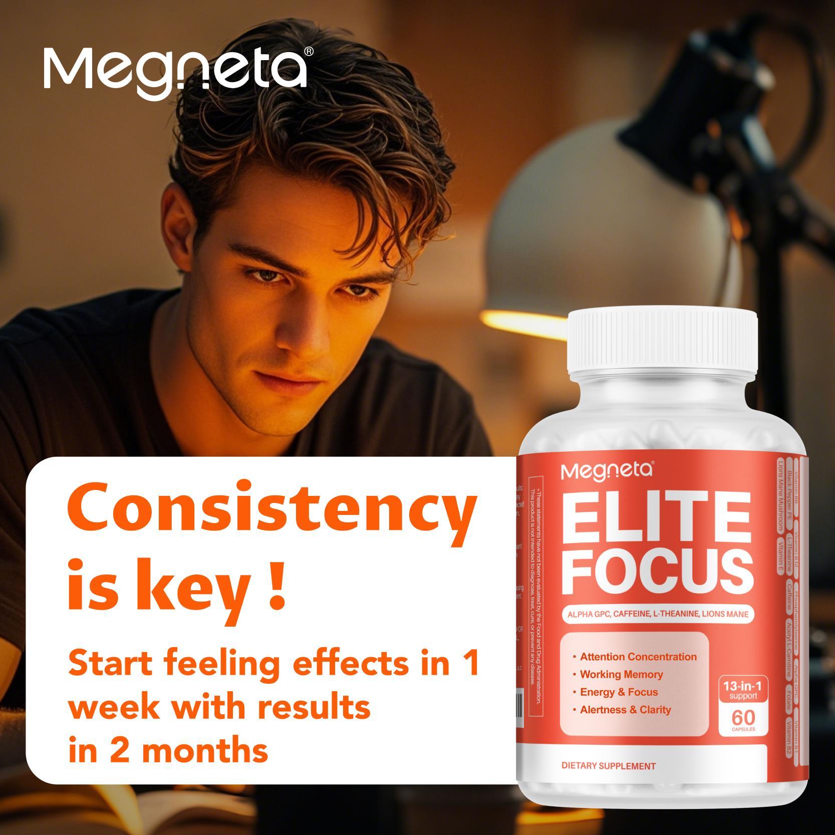 Elite Focus – Premium Nootropic Supplement with Multi-Vitamin & L-Theanine for Cognitive Support, 60 Capsules