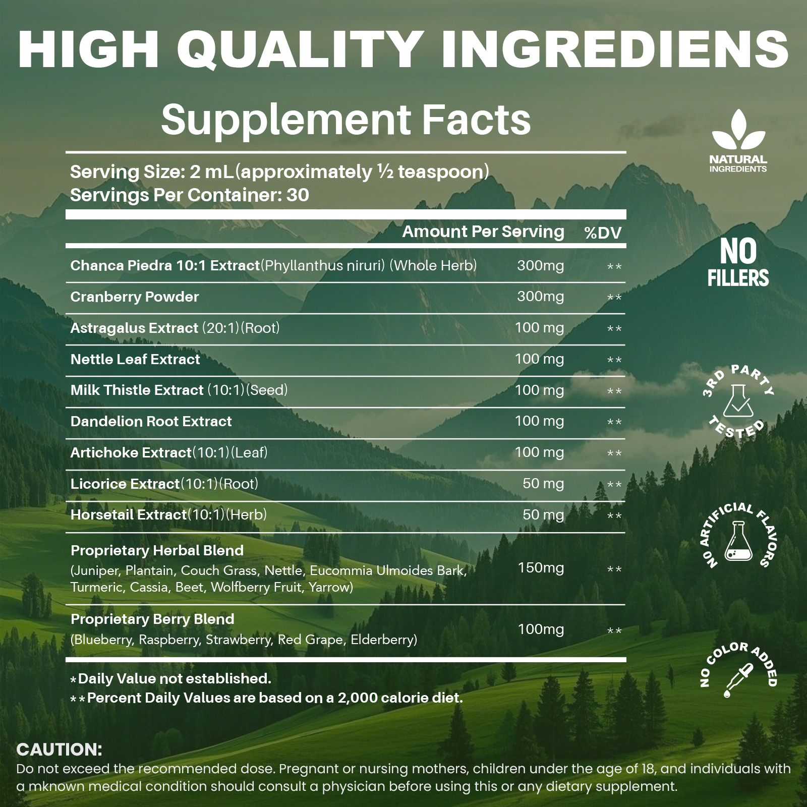 Herbal Kidney & Liver Support Drops – Milk Thistle, Cranberry, Dandelion & Artichoke – Liquid Detox Supplement