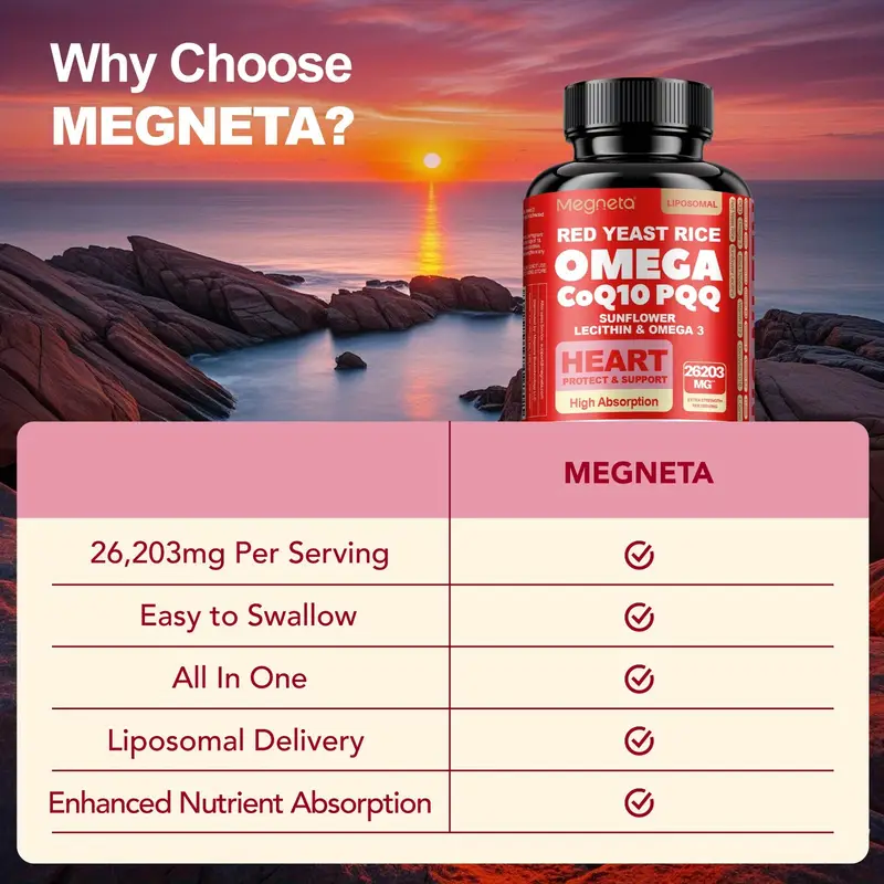 megneta 200mg heart brain cardiovascular health with sunflower lecithin omega 3 cognitive 60 capsules supply Product details 6