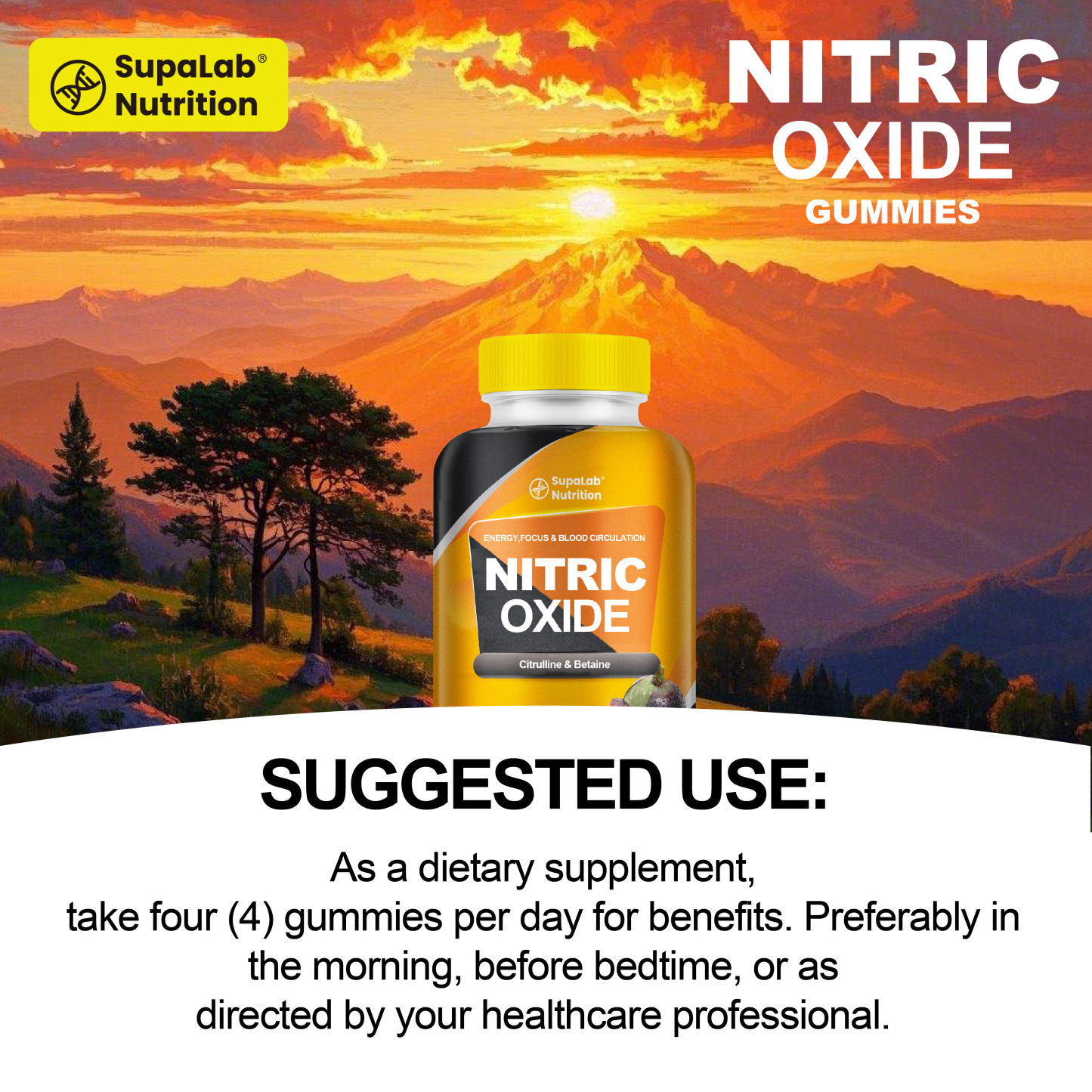 Nitric Oxide Supplements for Men-Citrulline Malate, Mg Beta Alanine, Betaine - 60 Capsules