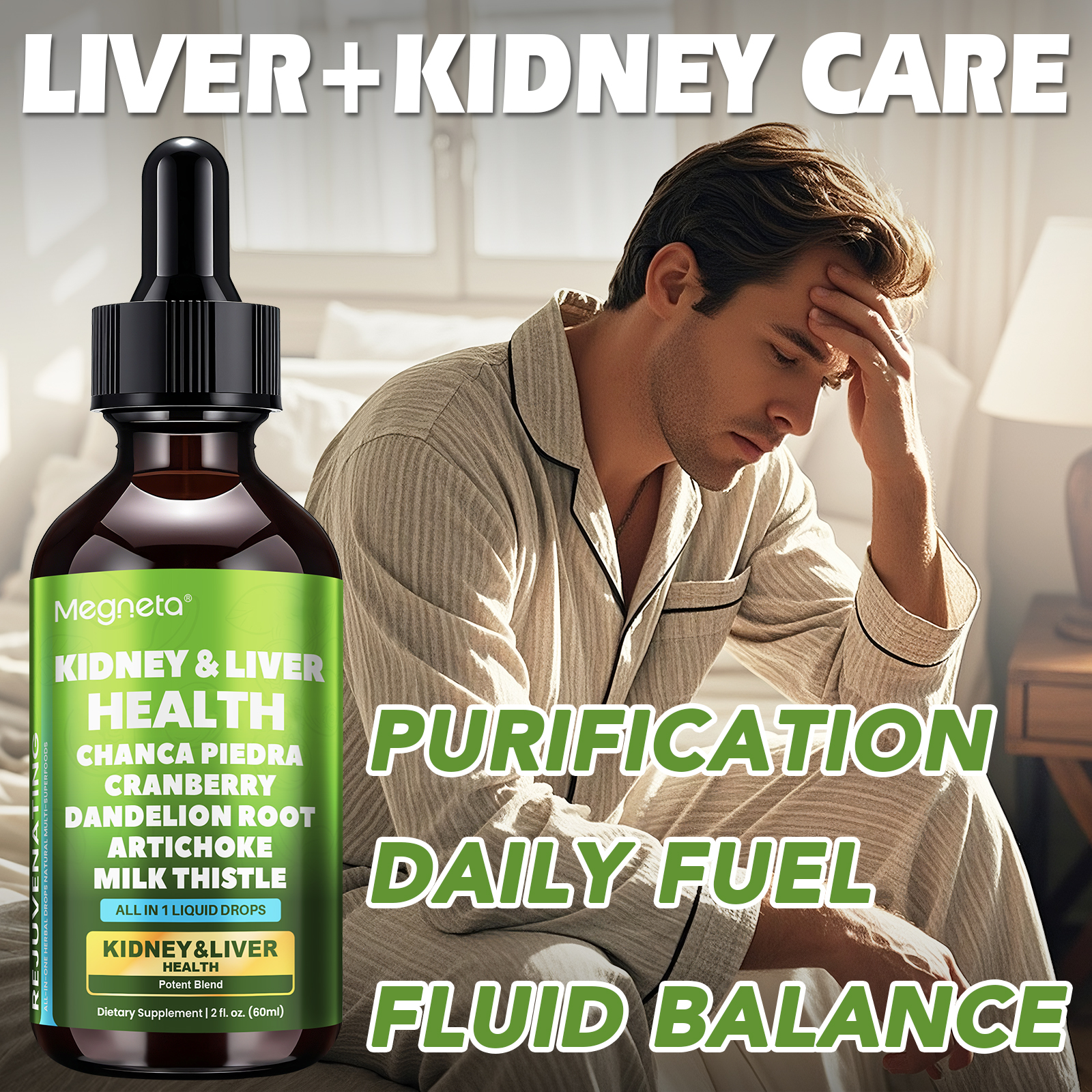 Herbal Kidney & Liver Support Drops – Milk Thistle, Cranberry, Dandelion & Artichoke – Liquid Detox Supplement