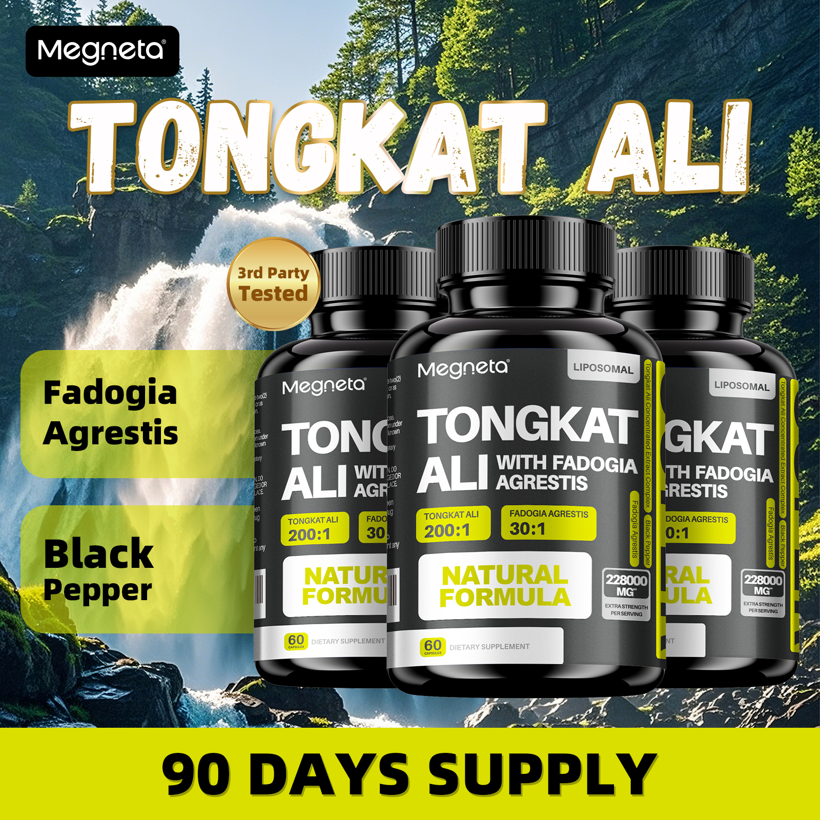 Tongkat Ali & Fadogia Agrestis Supplement,Built for Men,Drive&Sports Muscle Health Testosterone - Scientific Herbal Formula For Optimal Health,Black Pepper，Liposome Drying Highly Active& 10 X Absorption