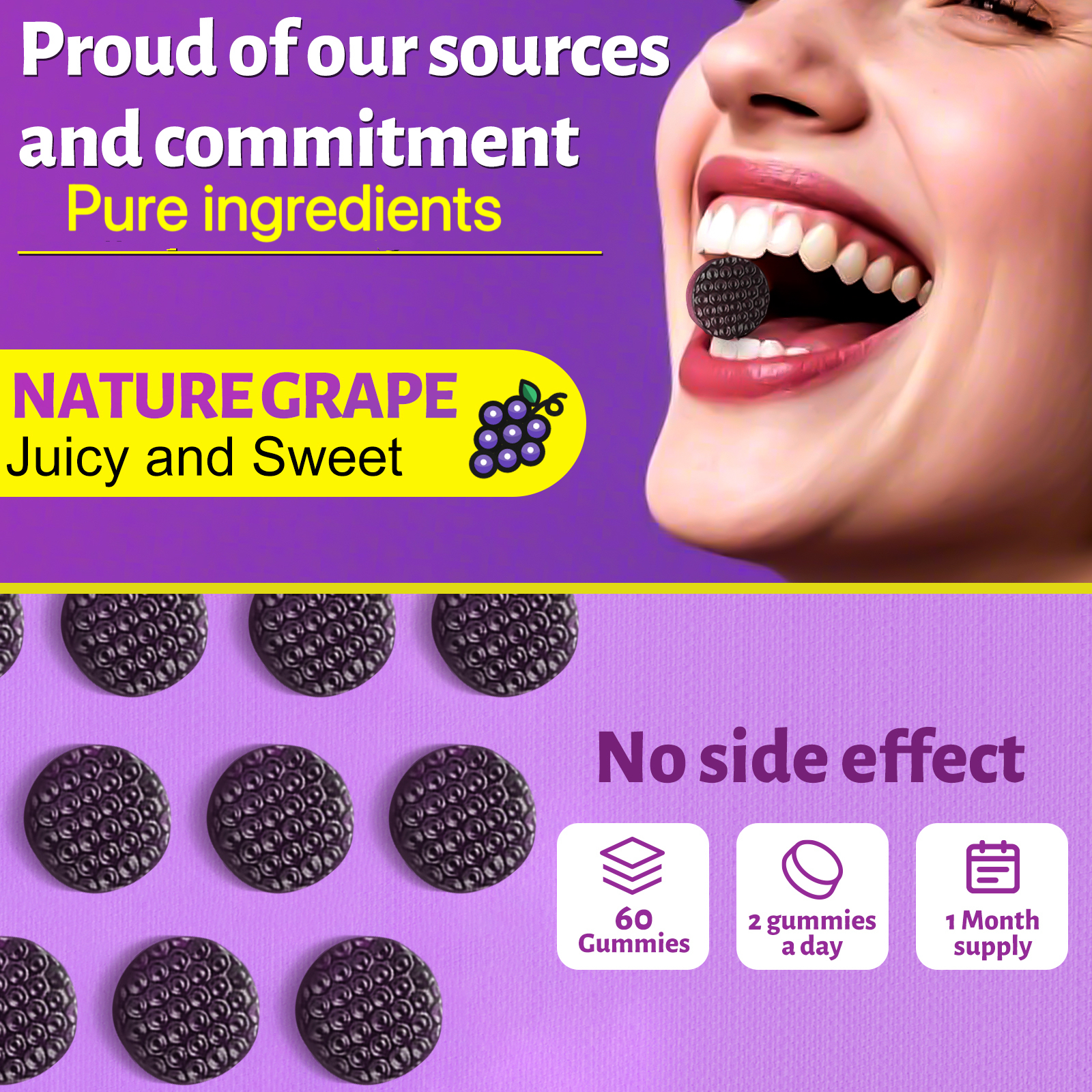 Tanning Gummies for Women Men - Natural Self Tanner Supplement with Astaxanthin, Beta Carotene, Lycopene, Zinc Citrate & Vitamins, Sunless Tan Booster, Skin Hydration & Glow (Purple)