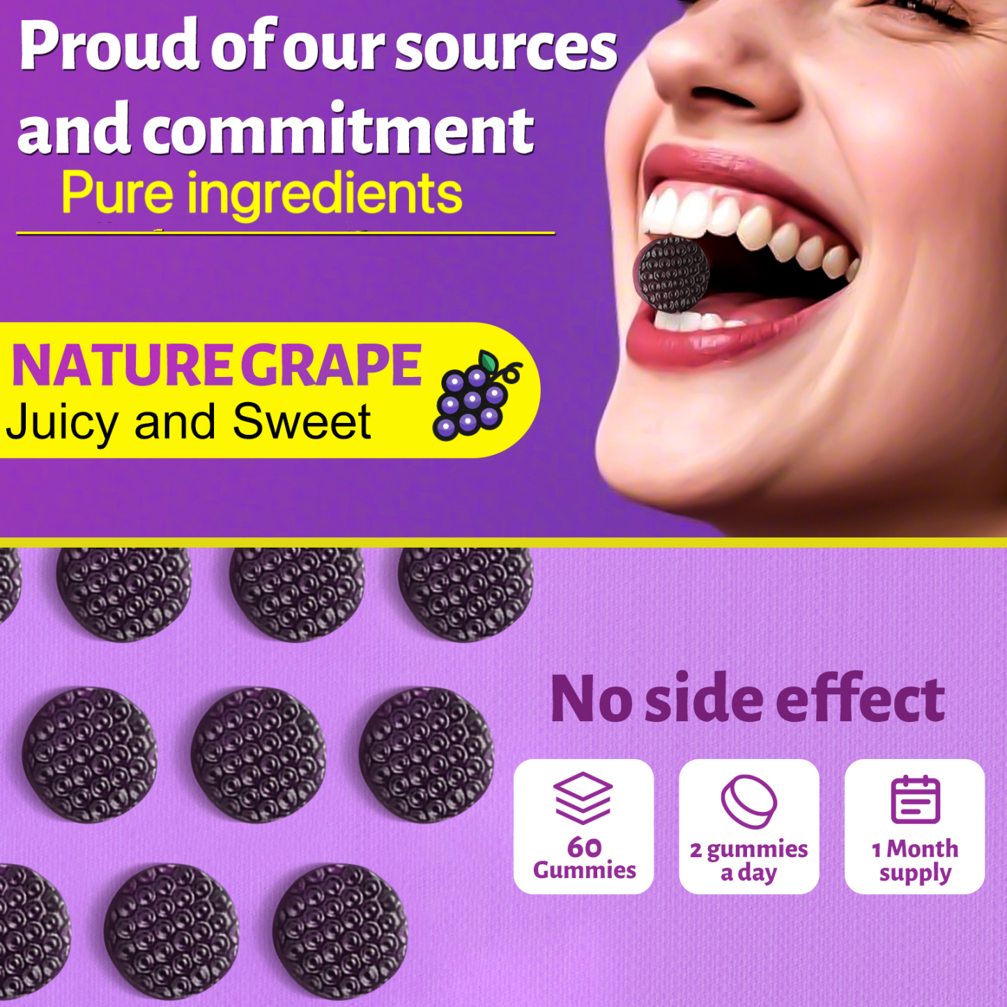 Tanning Gummies for Women Men - Natural Self Tanner Supplement with Astaxanthin, Beta Carotene, Lycopene, Zinc Citrate & Vitamins, Sunless Tan Booster, Skin Hydration & Glow (Purple)