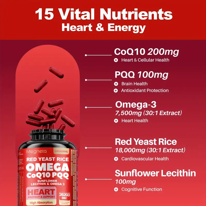 megneta 200mg heart brain cardiovascular health with sunflower lecithin omega 3 cognitive 60 capsules supply Product details 3