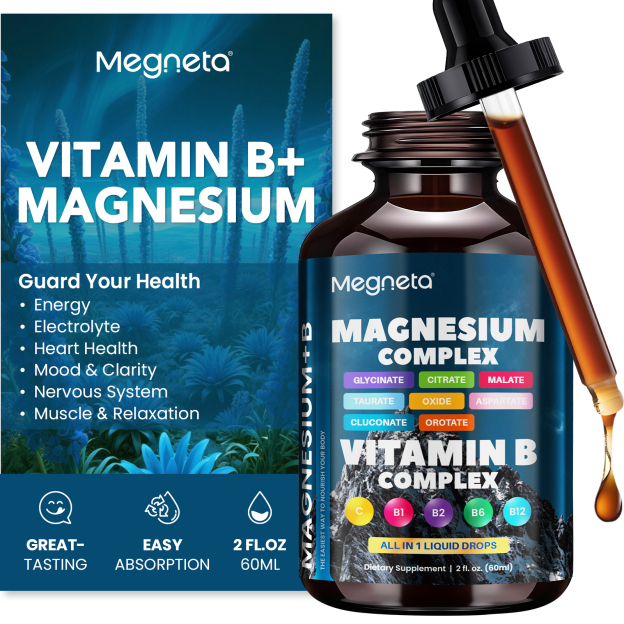 Magnesium Complex + B Complex – Glycinate, Citrate, Malate, B1 B2 B6 B12 & Vitamin C – Nerve & Muscle Support