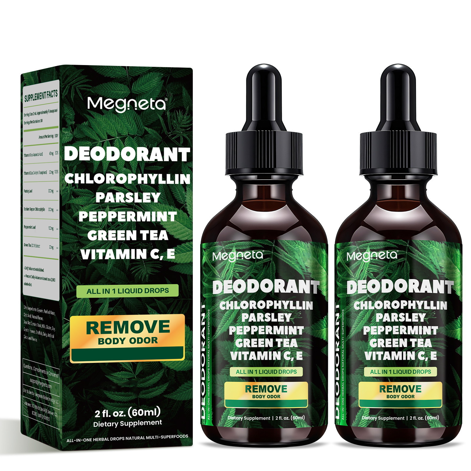 Liquid Chlorophyll Drops with Parsley, Peppermint & Green Tea – Natural Body Freshness & Inner Cleanse Support