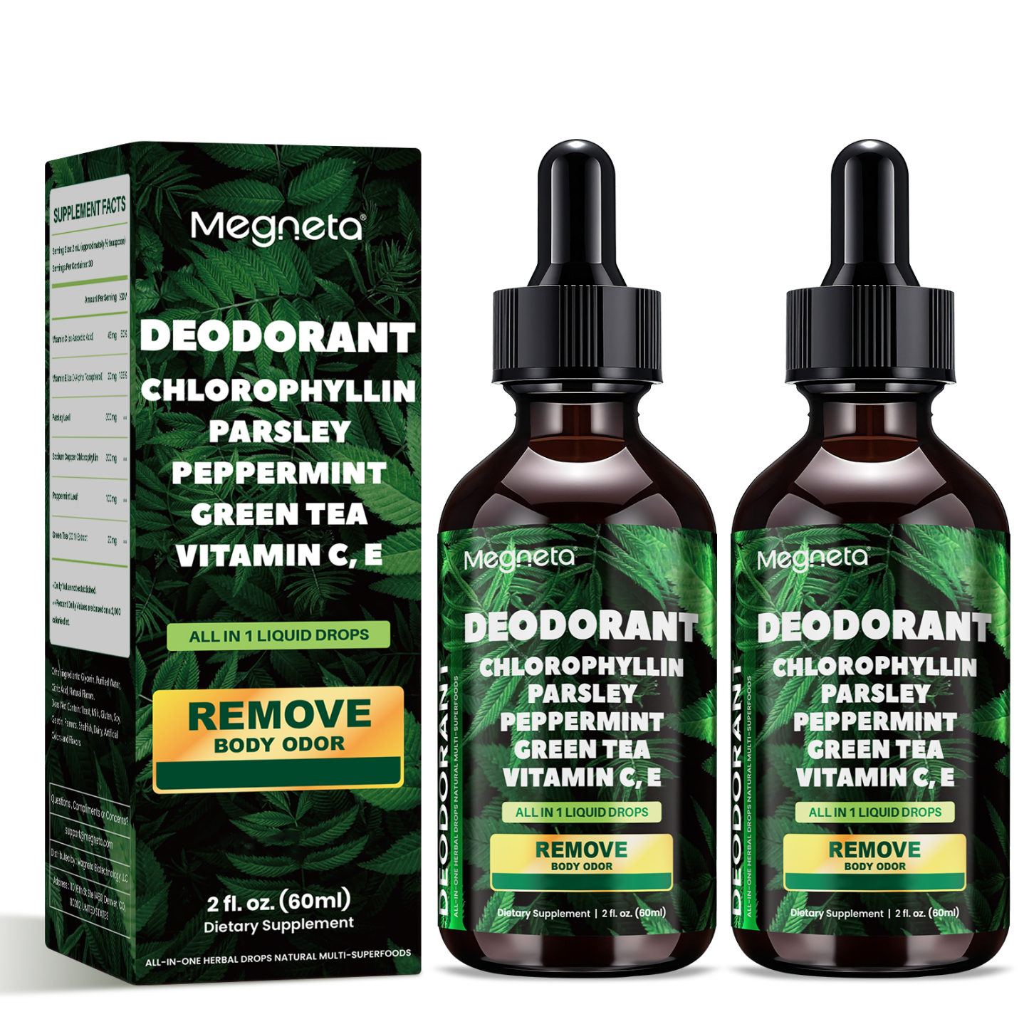 Liquid Chlorophyll Drops with Parsley, Peppermint & Green Tea – Natural Body Freshness & Inner Cleanse Support