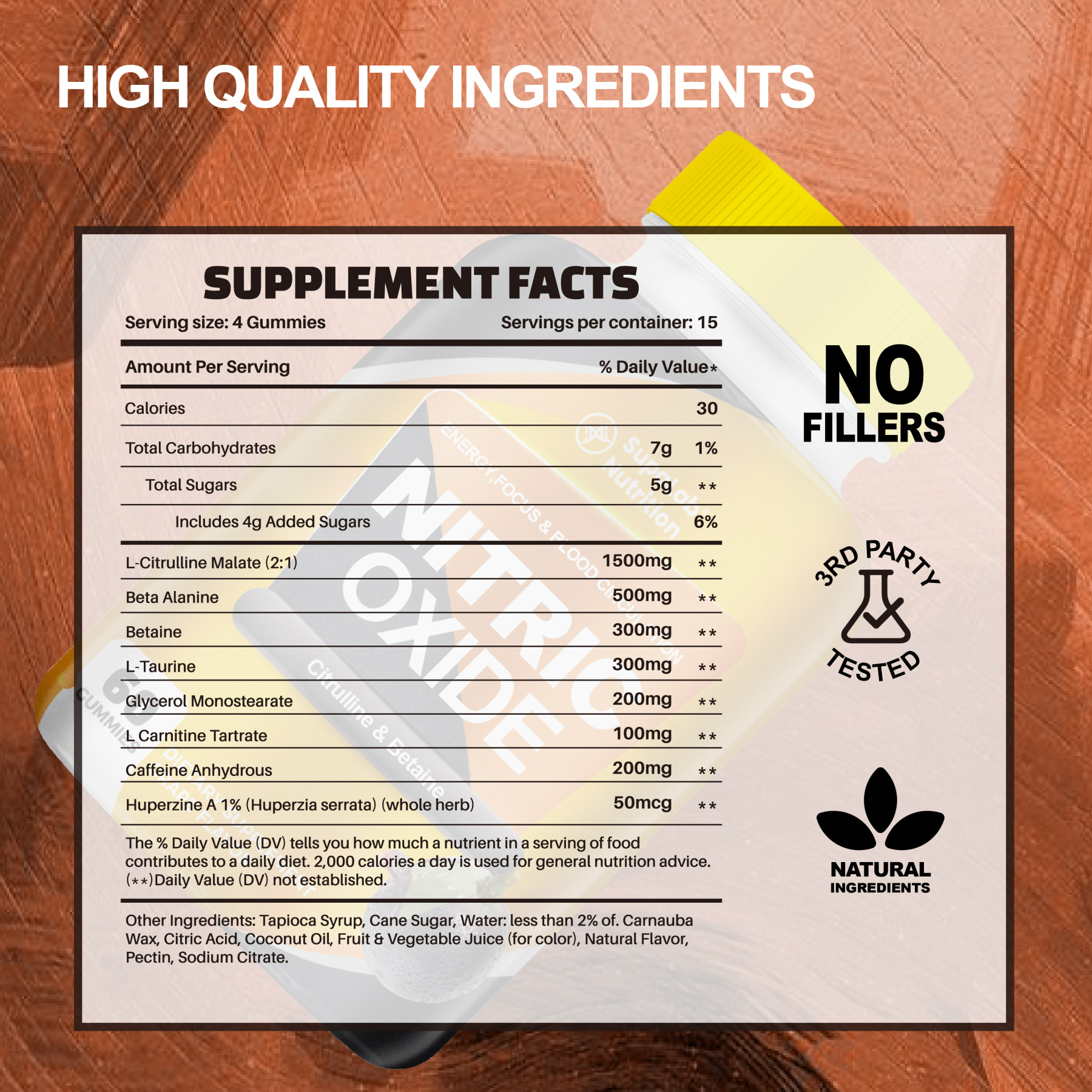 Nitric Oxide Supplements for Men-Citrulline Malate, Mg Beta Alanine, Betaine - 60 Capsules