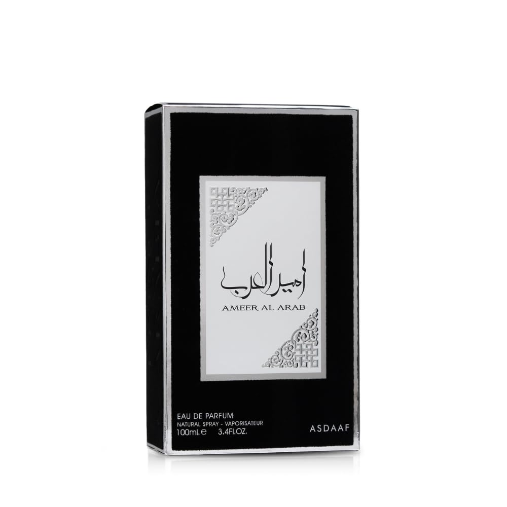 Lattafa Asdaaf Ameer Al Arab Eau de Parfum Spray 3.4 oz / 100 ml | Long-Lasting Warm & Spicy Unisex Perfume | Jasmine, Basil, Cardamom, Patchouli & Saffron Fragrance