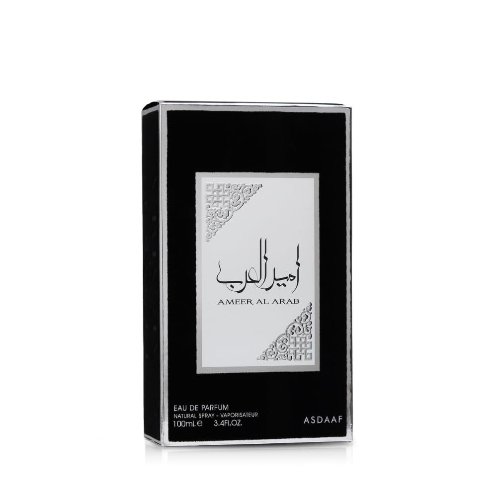 Lattafa Asdaaf Ameer Al Arab Eau de Parfum Spray 3.4 oz / 100 ml | Long-Lasting Warm & Spicy Unisex Perfume | Jasmine, Basil, Cardamom, Patchouli & Saffron Fragrance