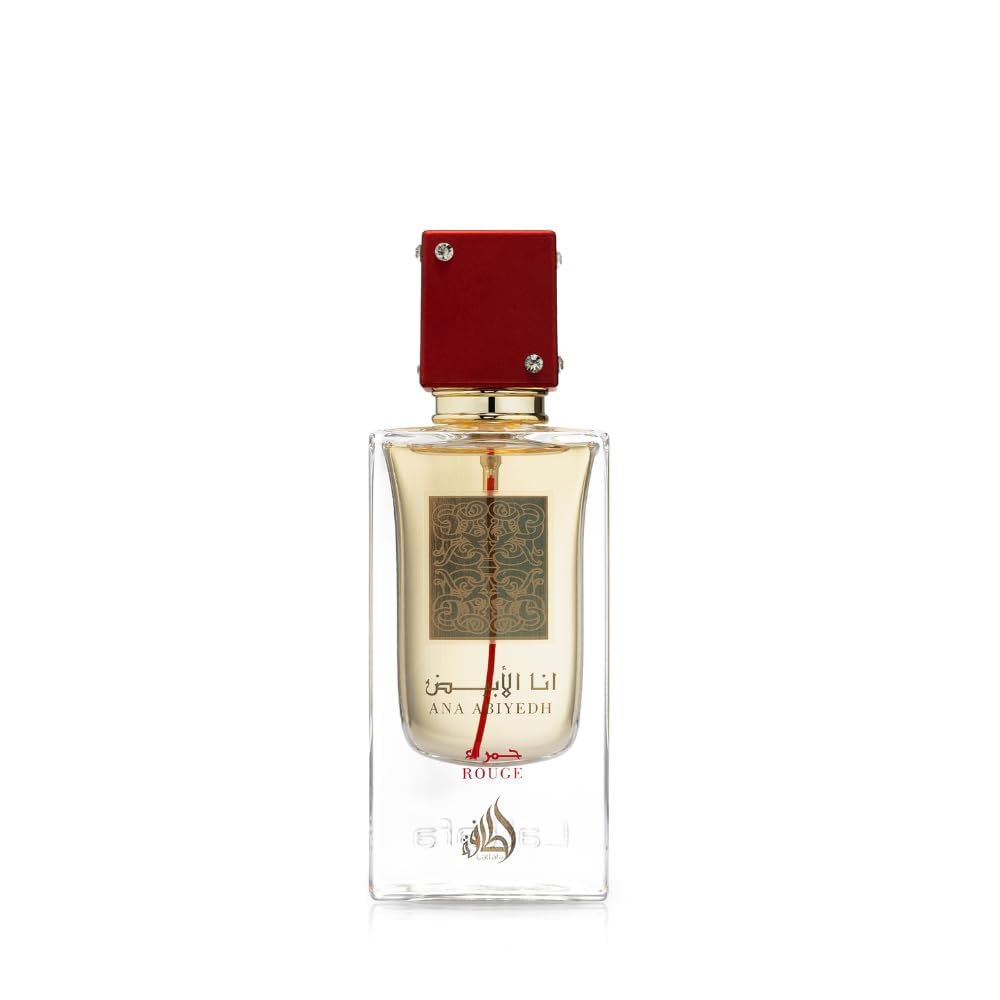 Lattafa Ana Abiyedh Rouge Eau de Parfum Spray 2.0 oz / 60 ml | Long-Lasting Woody Spicy Amber Perfume for Men & Women | Saffron, Bitter Almond & Musk Fragrance