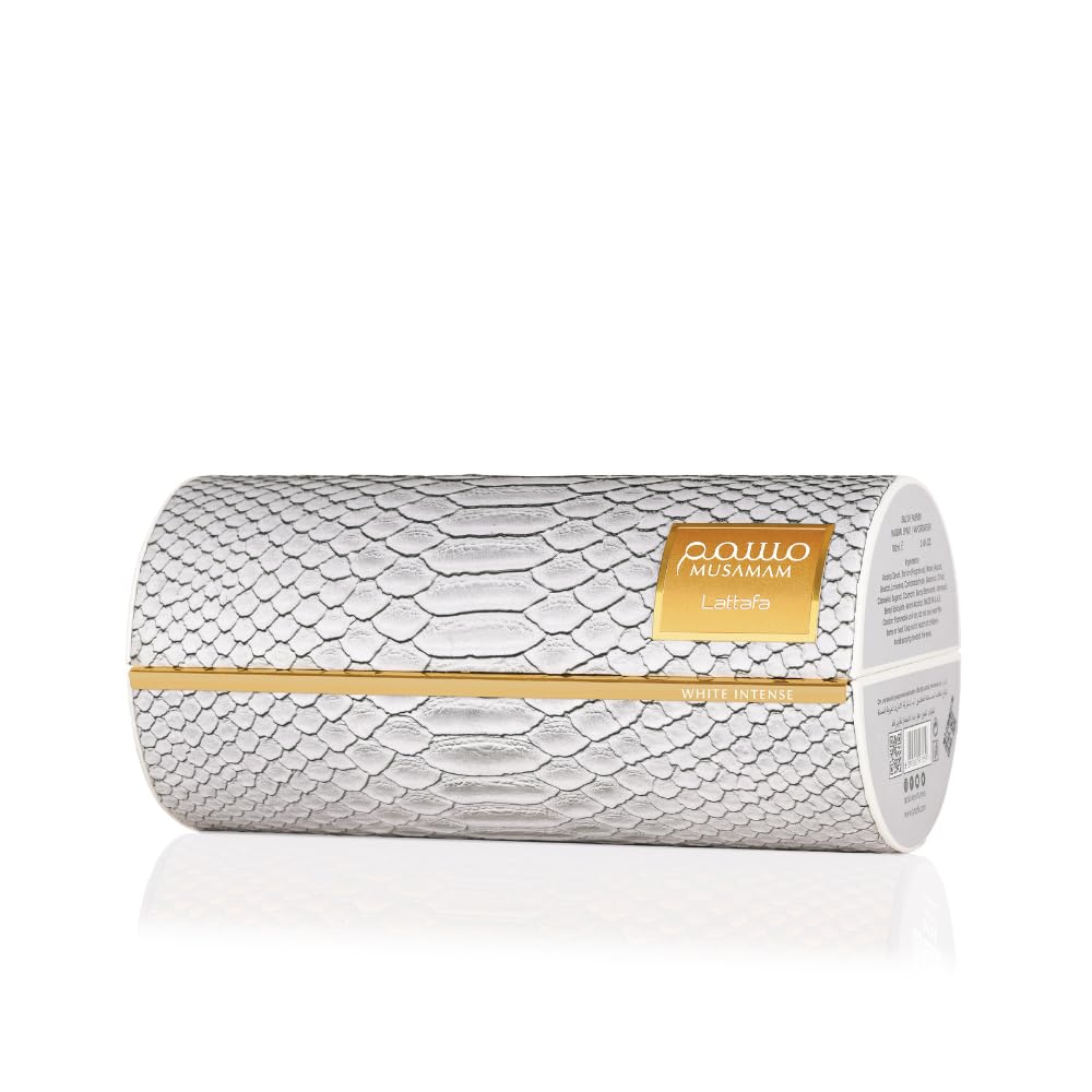 Lattafa Musamam White Intense Eau de Parfum Spray 3.4 oz / 100 ml | Long-Lasting Spicy Woody Coconut Perfume for Unisex | Bergamot, Ambroxan & Sandalwood Fragrance
