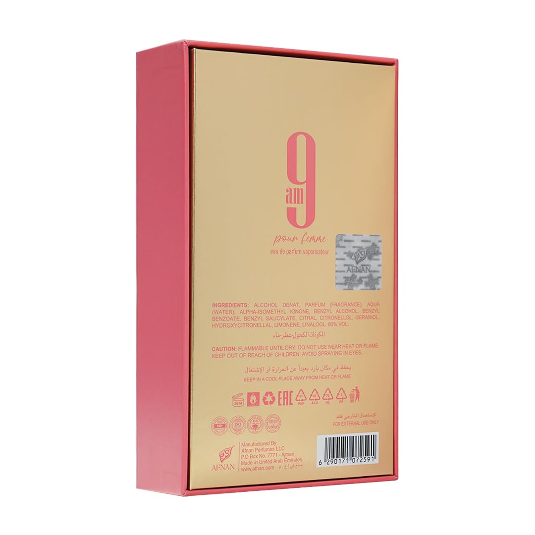 Afnan 9 AM Pour Femme Eau De Parfum, 3.4 Fl. Oz