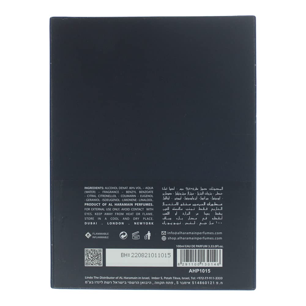 Al Haramain Amber Oud Blue Edition Eau De Parfum Spray 100ml (3.4 oz) - Unisex Arabian Perfume for Women & Men, Long-Lasting Arabic Fragrance, Premium EDP Cologne Spray