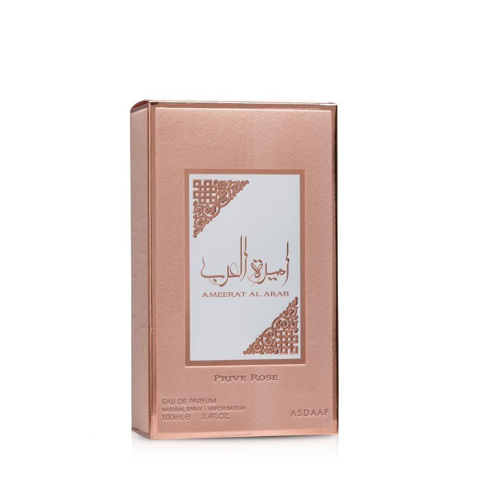 Lattafa Asdaaf Ameerat Al Arab Prive Rose Eau de Parfum Spray 3.4 oz / 100 ml | Long-Lasting Fresh Floral Fruity Perfume for Women | Strawberry, Grapes, Rose & Sandalwood Fragrance