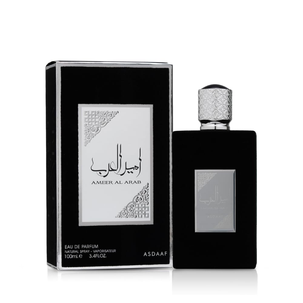 Lattafa Asdaaf Ameer Al Arab Eau de Parfum Spray 3.4 oz / 100 ml | Long-Lasting Warm & Spicy Unisex Perfume | Jasmine, Basil, Cardamom, Patchouli & Saffron Fragrance