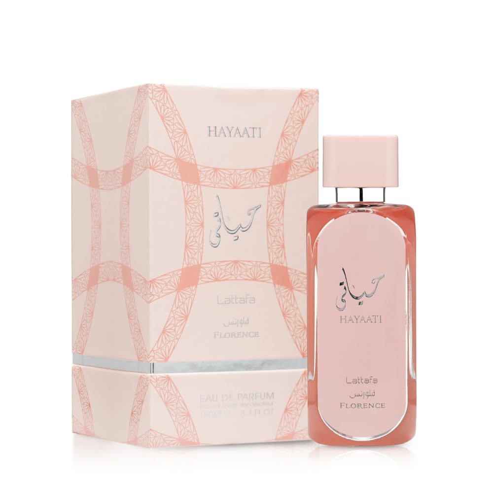 Lattafa Hayaati Florence Eau de Parfum Spray 3.4 oz / 100 ml | Long-Lasting Floral Fruity Gourmand Perfume for Women | Lychee, Peach & Amber Musk Fragrance