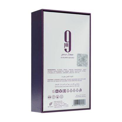 Afnan 9 PM Pour Femme Eau de Parfum 3.4 fl oz | Sweet Fruity Amber Long-Lasting Perfume for Women | Apple, Raspberry & Amber Luxury Fragrance
