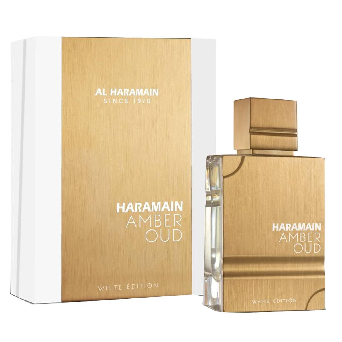 Al Haramain Amber Oud White Edition for Unisex - Arabian Perfume for Women & Men - Long Lasting Fragrance with Notes of Bergamot, Jasmine, Patchouli, Musk, Vanilla - Arabic Eau de Parfum Spray - 2 oz