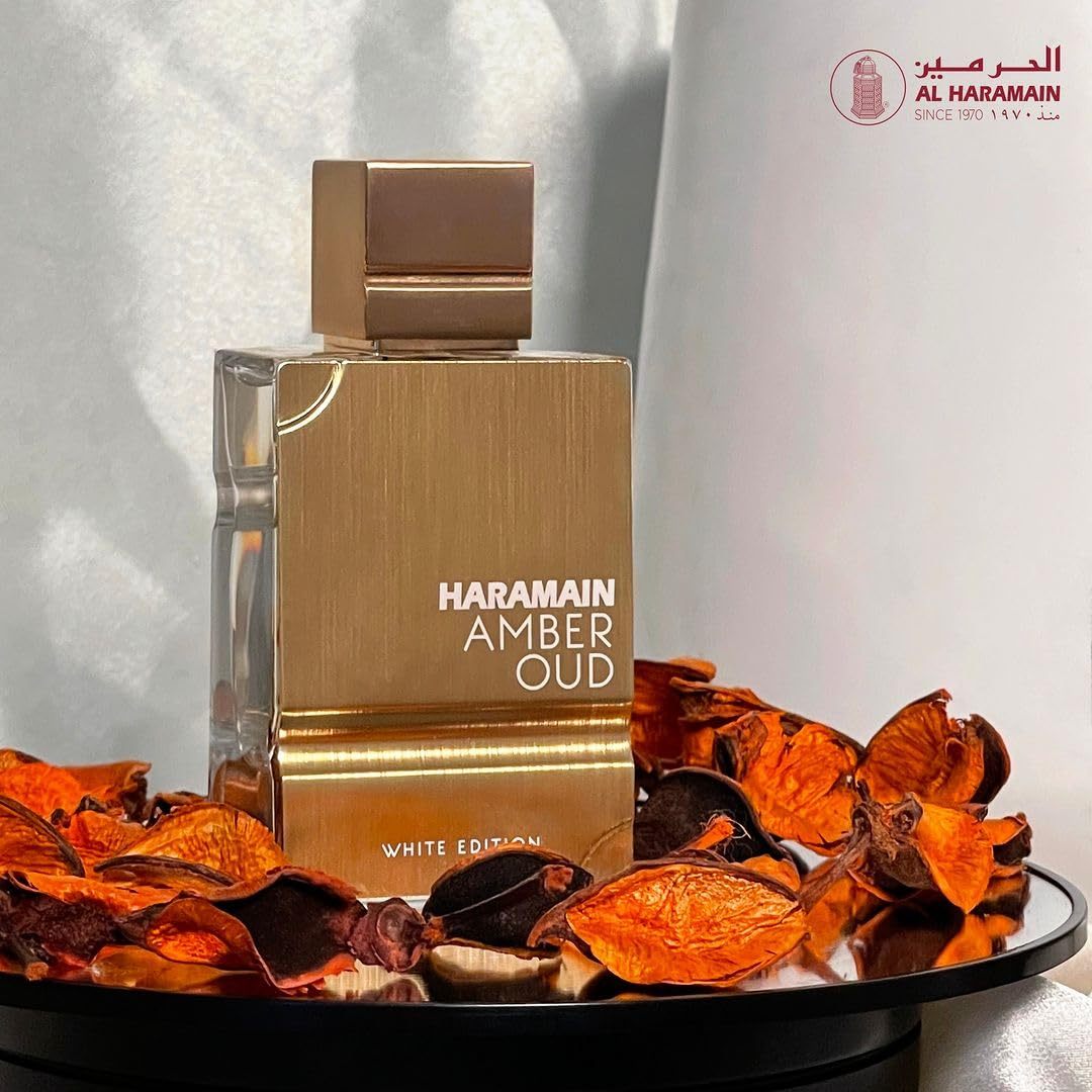 Al Haramain Amber Oud White Edition for Unisex - Arabian Perfume for Women & Men - Long Lasting Fragrance with Notes of Bergamot, Jasmine, Patchouli, Musk, Vanilla - Arabic Eau de Parfum Spray - 2 oz