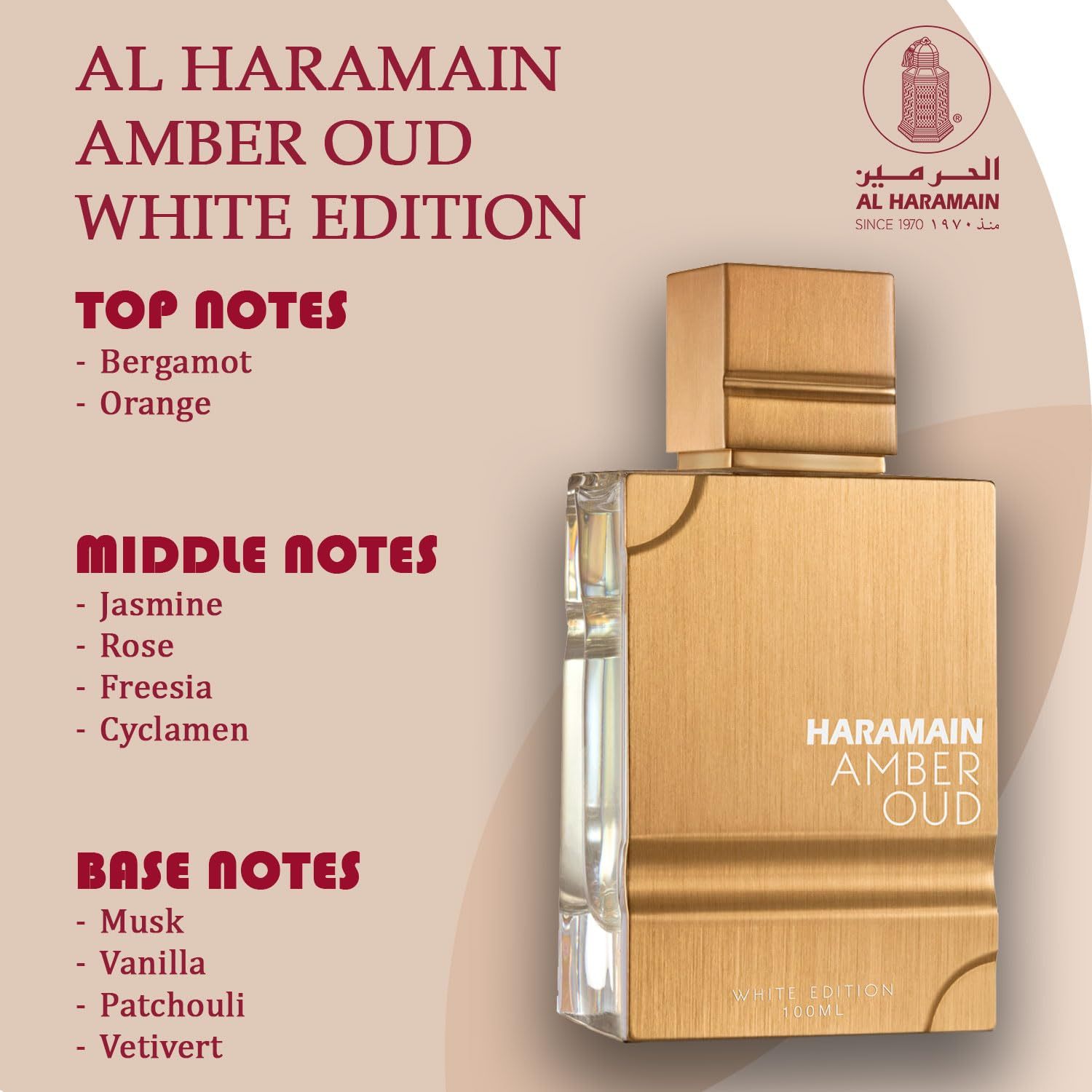 Al Haramain Amber Oud White Edition Eau De Parfum Spray for Unisex 3.4 Ounce