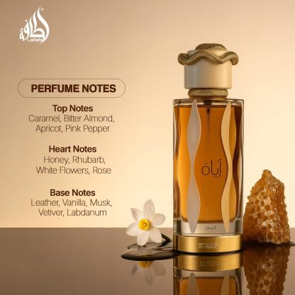 Lattafa Teriaq Eau de Parfum Spray 3.4 oz / 100 ml | Long-Lasting Honey Caramel Vanilla Perfume for Men & Women | Pink Pepper, Apricot & Leather Fragrance